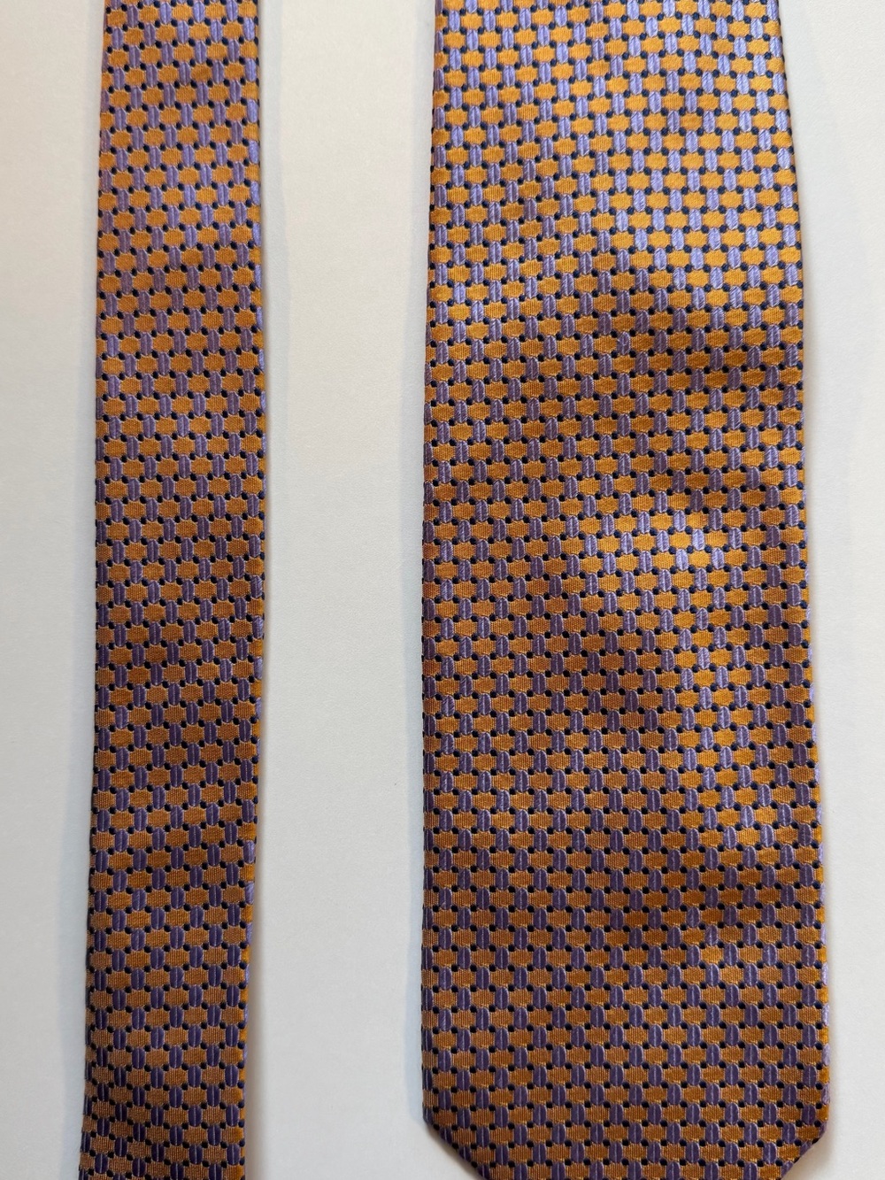Vintage Ermenegildo Zegna 100% Silk Tie Orange Purple Geometric Made Italy
